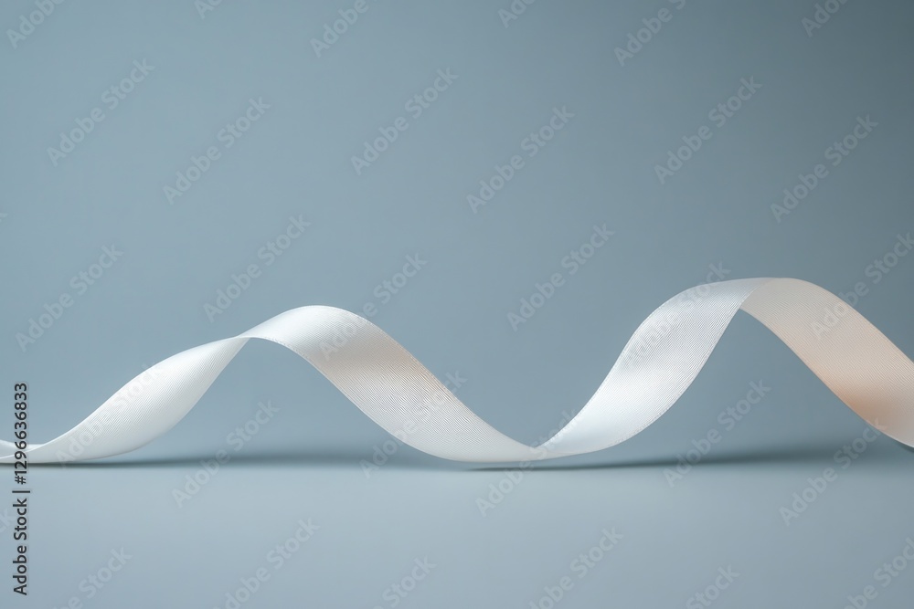 Poster white silk ribbon gently twisted forming elegant loops on matte background its soft curves conveying