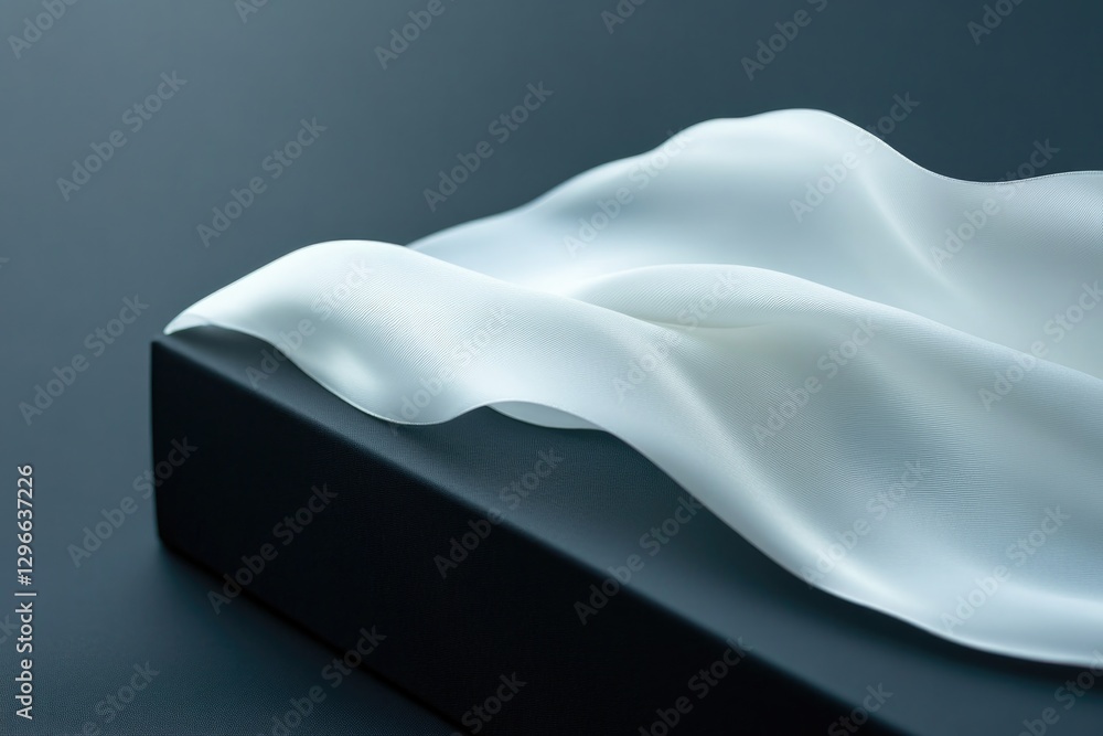 Poster white silk ribbon gently twisted forming elegant loops on matte background its soft curves conveying