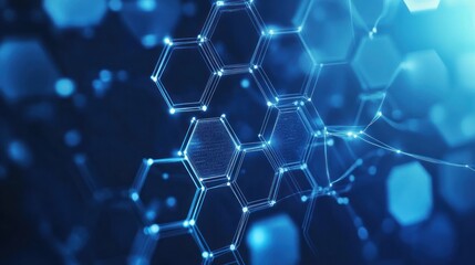 Abstract digital hexagons network background, futuristic technology design, possible use in presentations or digital media projects