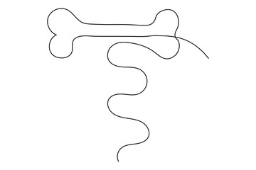 Dog bone continuous single line drawing animal paw icon outline vector icon



