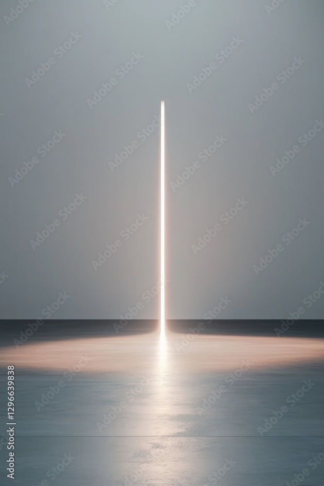 Poster abstract design of airport runway represented by single illuminated path stretching into white backg