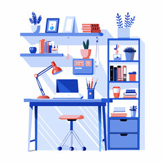 Organizing a workspace image. Flat style. Vector illustration.