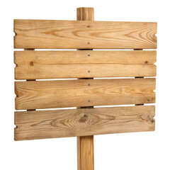 Handcrafted wooden sign with nails, isolated on a clean white or transparent background cut out.