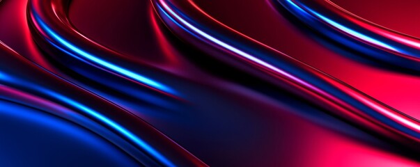 Abstract Red Blue Swirling Metallic Design