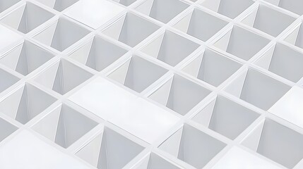 Abstract Geometric Grid Structure in White Perfectly Arranged in Three-Dimensional Space