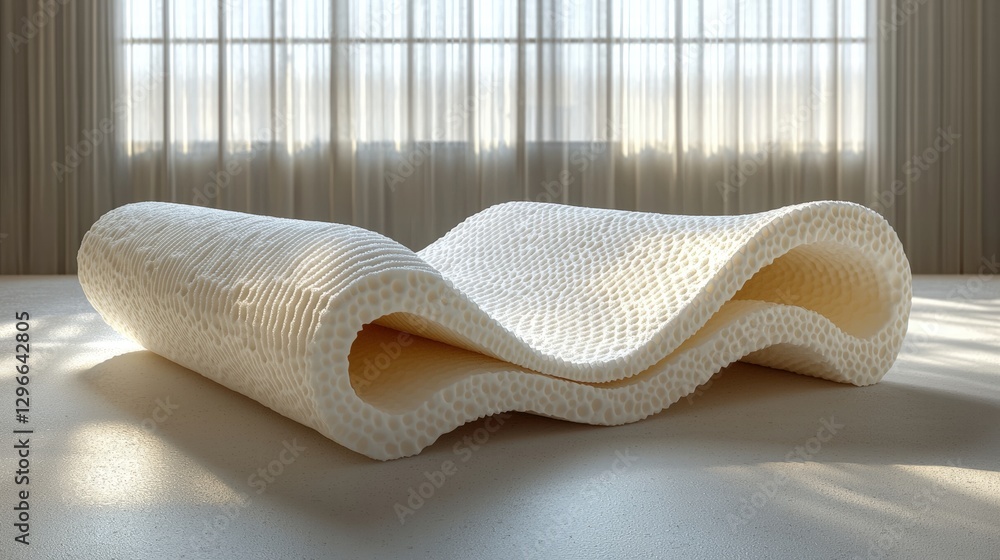 Aufkleber a neatly folded piece of cloth displayed on a flat surface with subtle textures and colors