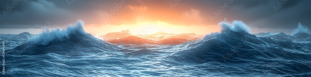 Aufkleber a computer generated image of a large wave crashing on a beach