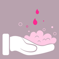 Hands Washing. Soap bubbles and hands - vector illustration.