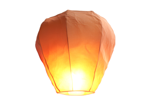 Floating Lantern Emitting Soft Warm Light Isolate on Transparent Background, cutout, png