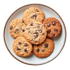 A plate with cookies  on transparent background