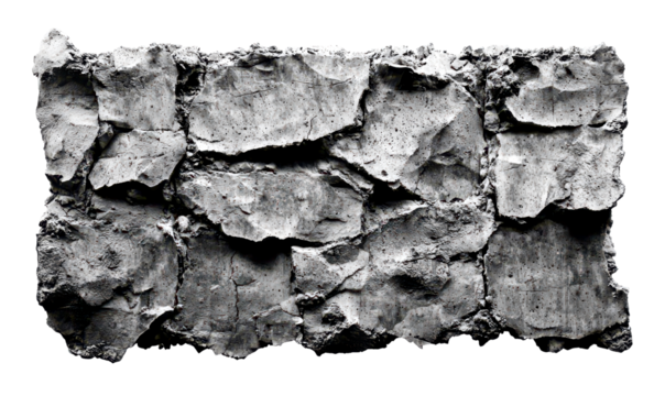 Industrial Concrete Wall Texture Isolate on Transparent Background, cutout, png