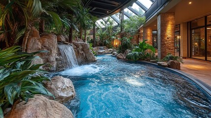 luxurious wellness with a swimming pool in a natural cave