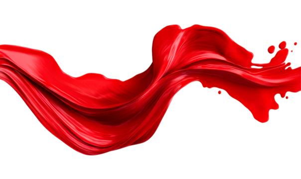 Dynamic Red Wave Motion With Colorful Paint Effect Isolate on Transparent Background, cutout, png