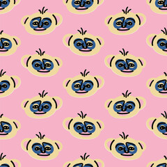 Cute monkey face. Children's vector seamless pattern, background, wallpaper, design element, print