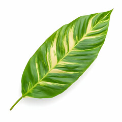 Obraz premium Unique Variegated Leaf with Striking Green and Cream Patterns