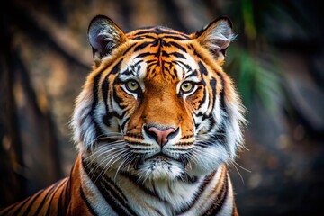 Fototapeta premium Minimalist Bengal Tiger Wildlife Photography: Majestic Stripes in Monochrome