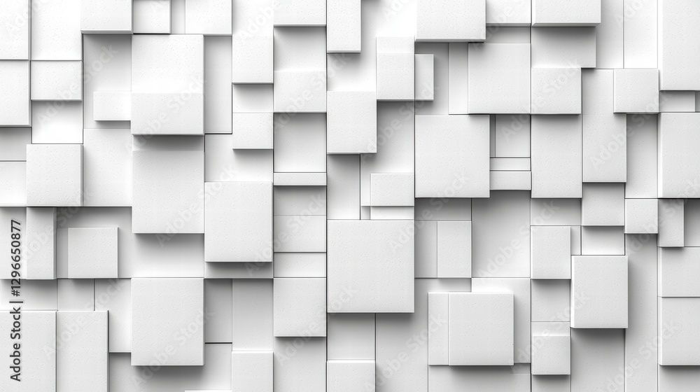 Poster minimalist white wall featuring a series of uniform squares creating a geometric pattern design