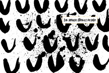 Ink brush strokes background. Grunge Brush strokes Background. Grunge texture Background. Abstract Black and white grunge texture. Vector brush stroke texture. Black ink, paint splatter.