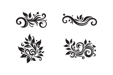 Creative Ornament Design Set Silhouette Vector Art | Decorative Vintage & Floral Pattern