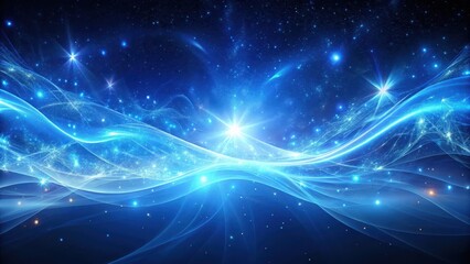 Obraz premium Fractal blue plasma waves abstract futuristic background, Starry night