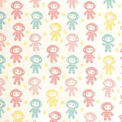Pastel astronauts and stars repeating pattern.