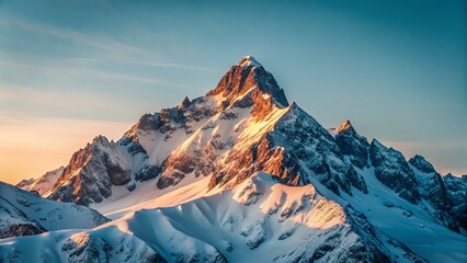 Minimalist French Alps Landscape: Courchevel 1850 Snow-Capped Mountain Peak