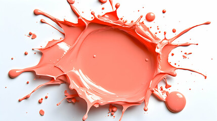 Vibrant Pink Paint Splash with Droplets on White Background