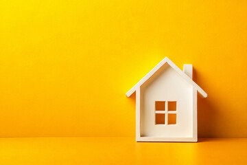 Minimalist House Illustrations: White & Colorful Homes on Yellow Background