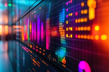 Fototapeta premium Abstract digital interface with colorful data visualization