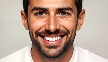 Obraz premium A close-up of a man's face, cropped to focus on his mouth and upper body.