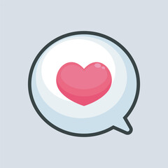 love chat bubble in outline flat vector design