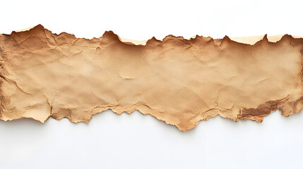 Fototapeta premium Vintage, blank, yellowed paper with a scroll on a white background 