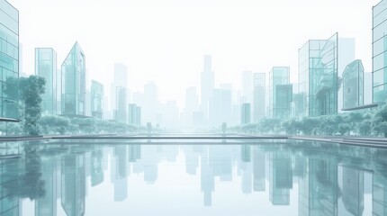 Fototapeta premium Futuristic Floating Glass City with Holographic Bridges and Skyscrapers