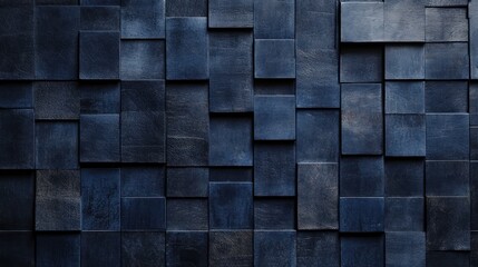 Dark blue square blocks wall texture background, for graphic design and digital art