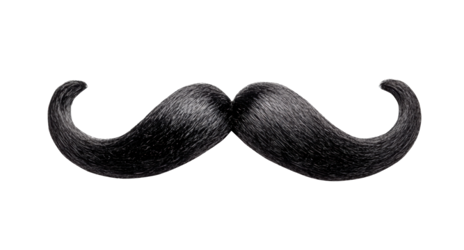 Unique styled black mustache on a white background