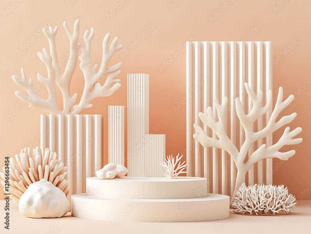 Poster artistic coral-inspired display modern studio visual art soft color palette close-up creative design