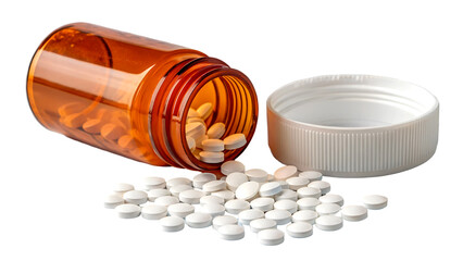 Medicine bottle and pills PNG file download