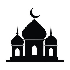 Silhouette of a church and mosque in a cityscape vector illustration