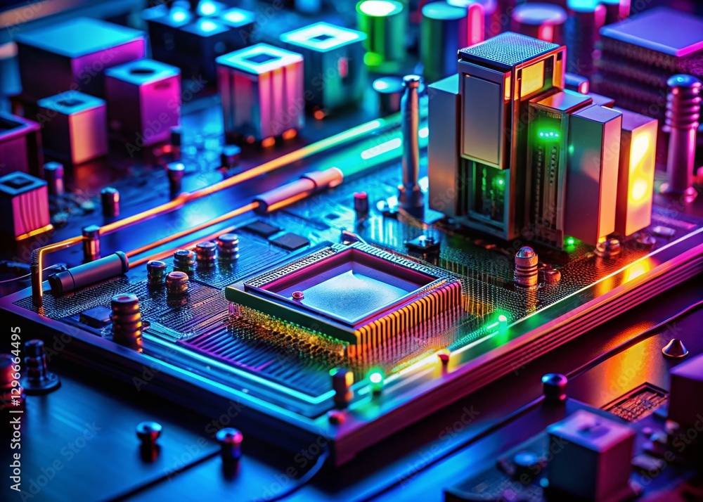 Poster minimalist tech test: clean lines & circuit boards abstract