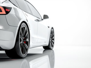 Sleek modern electric car showcased indoors