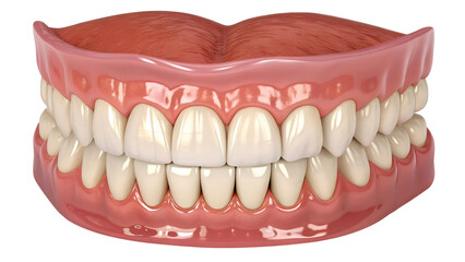 Obraz premium A detailed close up of the upper and lower teeth, emphasizing the shine and cleanliness of the dental model PNG file download