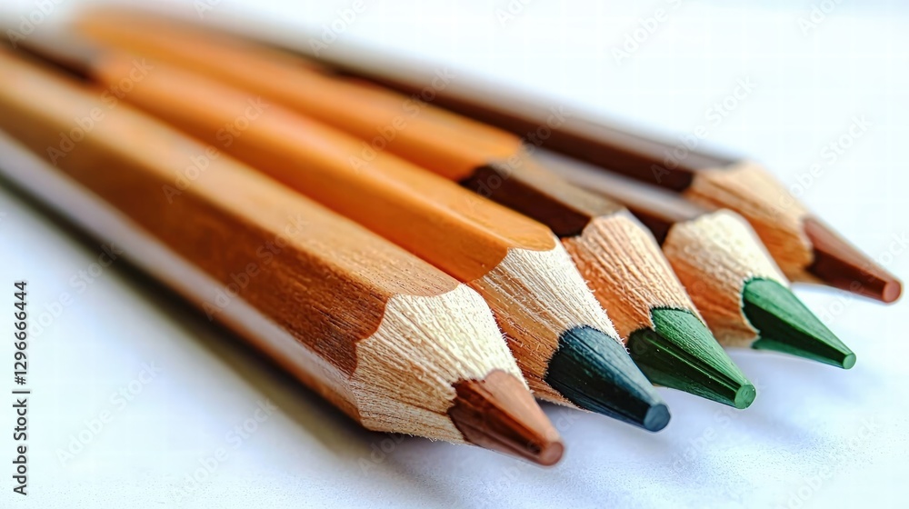 Poster close-up of pencils highlighting their unique features and colors in a simple yet engaging display
