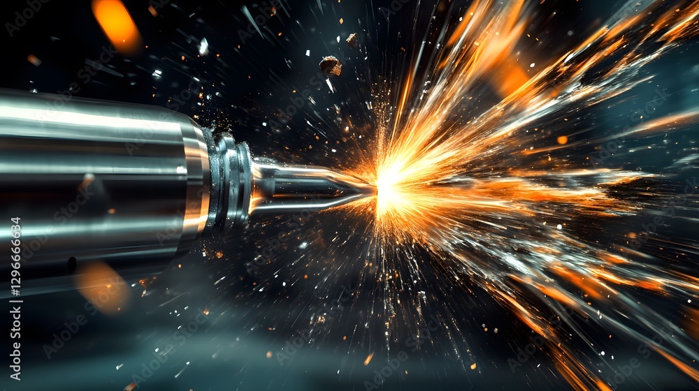 Poster Dynamic Explosion of Sparks from a Metallic Object in Motion