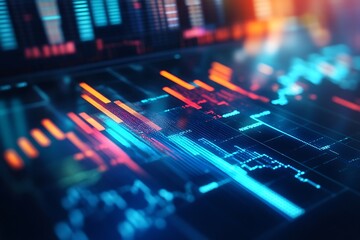 Abstract Data Visualization: Dynamic Neon Charts and Graphs