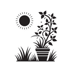 Modern Plant in Pot Silhouette Vector Illustration | Nature & Home Decor Icon Design