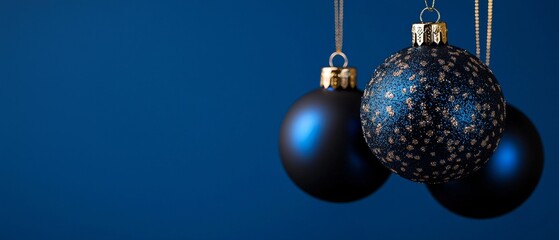 Fototapeta premium Elegant Festive Blue Christmas Baubles Ornament Decoration Festive Season Holiday Cheer Celebratory Atmosphere
