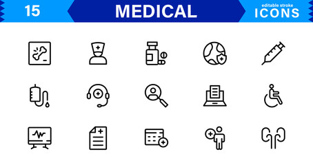 Medical Icon Set. High-Quality Vector Icons for Healthcare, Hospitals, Doctors, and Pharmaceutical Designs