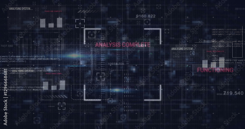 Poster image of data processing over dark background
