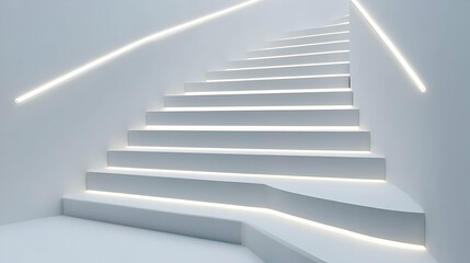 Fototapeta premium Modern Minimalist Staircase with Soft LED Light Accents