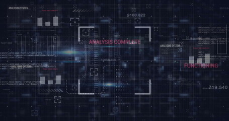 Image of data processing over dark background